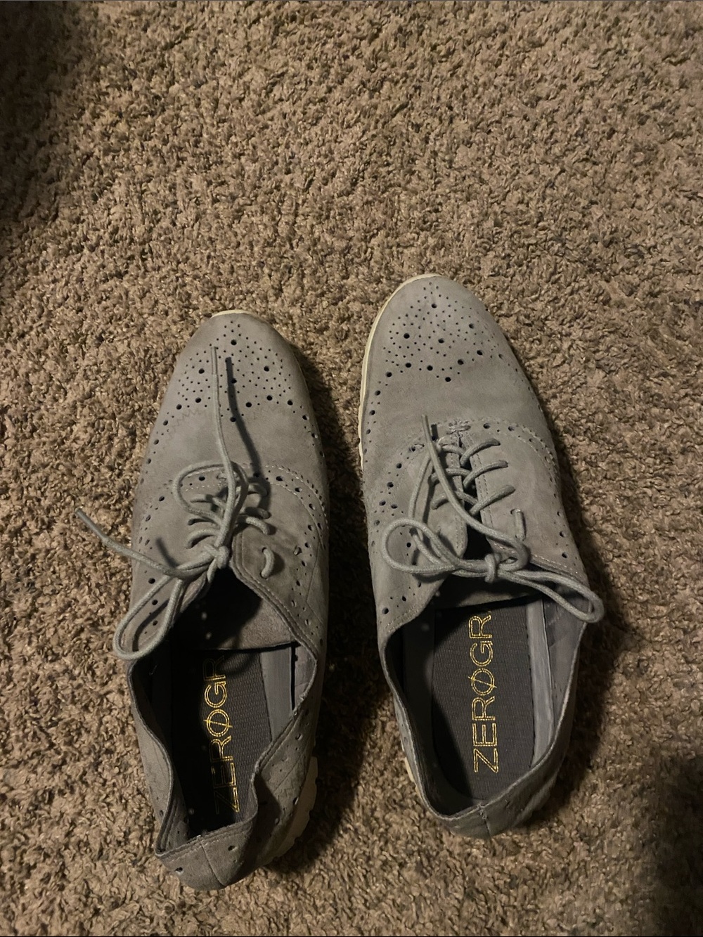 Cole Haan Gray Suede Wingtip Derby Oxfords
